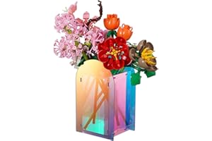 NiToy Acrylvase für Lego-Rosen, Vase für Lego Blumen – Kreative Puzzle-Vase zum Zusammenbauen, Glatte Deko-Vase für Blumensträuße, Ideal für Heimdekoration und als Geschenk für Erwachsene(schillernde)