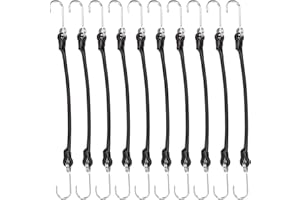 LTSTORE Tendeurs Elastique avec Crochets,8mm Sandow Elastique Tendeur Élastique pour Bache Piscine Tente Camping Filet Remorque,Mini Corde Elastique Noir (30cm)