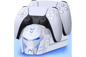 ALEEMTRY Caricabatterie per controller PS5, docking station di ricarica PS5 con caricabatterie veloce per PS5 2-3 ore/aspetto unico/indicatore luminoso a LED per controller Playstation 5 Dualsense