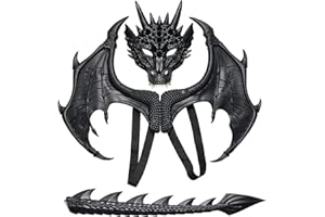 SHENGRUILI Drachen Kostiim,Drachenkostum Kind,Drachenflügel,Halloween Drachen Maske,Drachen Kostim Erwachsene,Dinosaurier Cosplay Set für Kinder Jungen Mädchen Halloween Party Karneval