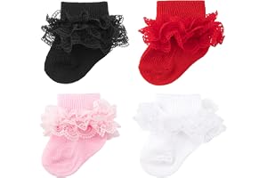 DRESHOW Spetssockor med Rosett Baby Frilly Spetssockor Nyfödda Småbarn Flickor Strumpor Ankelklänning Strumpa