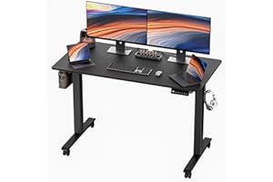 Bexevue Biurko do pracy na stojąco, z elektryczną regulacją wysokości, do siedzenia, do domowego biura, 120 x 60 cm, inteligentny panel sterowania, z pamięcią 3 wysokości, system antykolizyjny