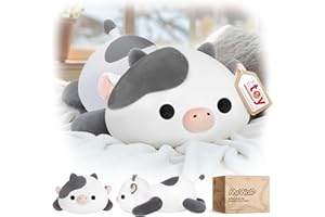 Mewaii Słodka pluszowa poduszka w kształcie krowy, pluszowe zwierzątka Kawaii, biała krowa pluszaki, pluszowa poduszka dla dzieci i dziewczynek (33 cm)