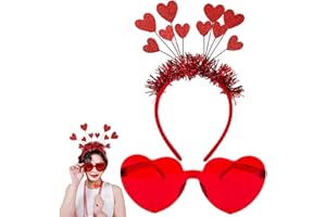 xianshi 2 Stück Amor-Kostüm-Accessoires für Damen – Roter Herz-Haarreif + Amor-Dekobrille, ideal für Valentinstagsparty und Karnevalsparty