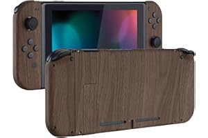 eXtremeRate Carcasa para Nintendo Switch Funda Protector para Nintendo Switch Consola Joycons Control Accesorios Shell Placa de reemplazo con Botones para Nintendo Switch(Grano de Madera)
