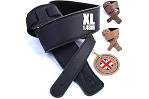 NORDELL British Handmade Real Leather Guitar Strap: Finest Ultra Soft Italian Nappa Leather, 148cm long Foam Cushion Padded Guitar Belt - Suits Electric, Bass or Acoustic Instruments (inc Semi/Electro)