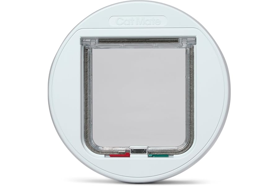 Cat Mate 4-Way-Locking Glass Fitting Cat Flap (210) - Secure Lockable Door for Small to Medium Sized Cats, for Glass, UPVC and Wood, White