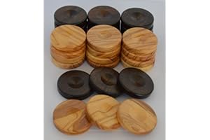 Manopoulos 30 Olivenholzspäne, 3,6 cm, Backgammon-Checkers aus natürlichem griechischem Olivenholz.