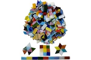 ANKTILY Stained Glass Mosaic Tiles 400g Assorted Colors Square Triangle Rhombus Rectangle Shape Glass Pieces for Art & Crafts, Home Decoration