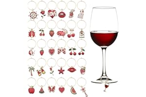 VICDUEKG 31 PCS Weinglas Anhänger Charms, Glas Identifikations Getränke Markierungen Glasmarkierung Thema Strand Getränkemarker Partydekoration für Party Weinglas Wein Cocktail Champagner