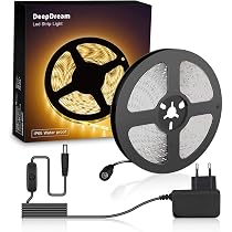 DeepDream Ruban LED Blanc Chaud 5M, Étanche IP65 3000k 2835 ...