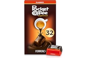 Ferrero Pocket Coffee - 32 Specialità Ripiene di Caffè Liquido, 100% Arabica, Racchiuso in un Guscio di Finissimo Cioccolato, Senza Glutine, Confezione da 400 gr