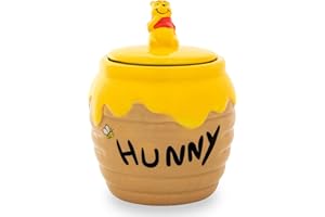Silver Buffalo Disney Winnie the Pooh Honey Hunny Pot - Tarro esculpido de cerámica pintado a mano en 3D para galletas (XS)