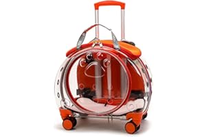 ZHOUBA Sac à roulettes transparent pour animaux de compagnie avec trous de ventilation pour chats et petits chiens, orange, idéal pour les voyages, le camping, la randonnée et la pêche