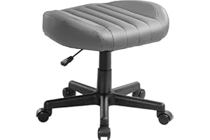 EUREKA ERGONOMIC Height Adjustable Under Desk Footrest,Ultra Soft Padded Roller Seat PU Leather Low Round Rolling Stool Floor Stool with Wheels,Ideal for Office Salon Massage Pedicure,Grey