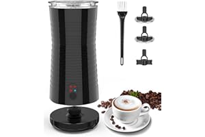 morpilot Elektryczny spieniacz do mleka 4 w 1, automatyczny spieniacz do ciepłej i zimnej pianki mlecznej, z 4 trybami, antypoślizgowa konstrukcja, 400 W, 240 ml (czarny)