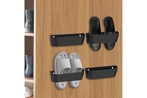 Domemit Rangement Chaussure Porte pour Caravane, Camping-Car, Porte Chaussures Mural Crochets à Chaussures Auto-adhésifs ou à Percer 2 Façons D'installation, Caravane Accessoires Intérieur - Lot de 4