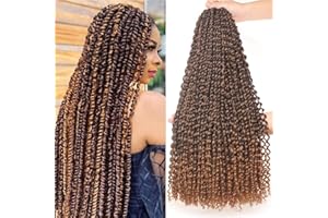 Xtrend 24 Inch Passion Twist Hair ombre 7 Packs Water Wave Crochet Hair for Long Passion Twist Crochet Hair Long Bohemian Braiding Hair Extensions 18strands/pack T30#