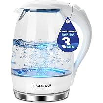 Aigostar Aubery - Bollitore Elettrico in Acciaio Inossidabile Doppia parete, Capacità 1,7L 2200W