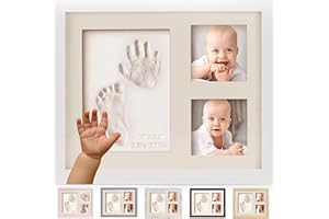 BUBZI CO Empreint Bébé Cadeau Bebe Garcon Platre Bebe, Argile Blanche Non Toxique, Souvenir Personnalisé Pour Décoration Chambre Bébé,Cadeau Original Naissance–Cadeau Naissance Liste de Naissance (Fresh White)