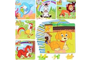 MEGASER 18 Puzzle Bambini 3 4 5 anni di Legno, Regalini Fine Festa Bambini, Rompicapo, Gadget Bomboniere Compleanno, Giochi Montessori, Imballaggio Individuale, (18 puzzle animali)