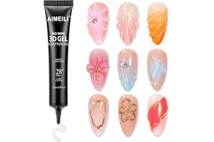 AIMEILI 3D Nagelkonstgel – Klar Skulpteringsgel för Modellering och Karvning, No-Wipe Rhinestone Lim för Smyckesdekoration, U