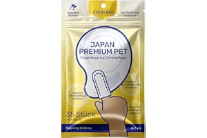 ‎JAPAN PREMIUM PET Japan Premium Pet Fingerpads/Ohrenreiniger für Hund & Katze | Sanfte Ohren Reinigung mit Aloe Vera, Malinsäure & Hamamelis | Finger Ohrentücher Gegen Geruch & Schmutz | Ihre Hundepflege AUR 35 STK.