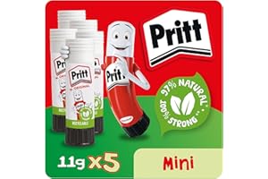 Pritt Glue Stick, Safe & Child-Friendly Craft Glue for Arts & Crafts Activities, Strong-Hold adhesive for School & Office Supplies, 5x11g Pritt Stick