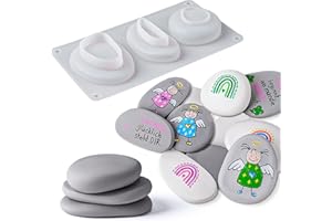 YODOYO Silikonformen Gießformen Stein Zum Bemalen, 3 Verschiedene Formen Gießformen Silikon, Verwendet Für Beton, Zement, Gips, Harz, Seife und Wachs, Ideal Für Basteln, kreative Deko und DIY-Projekte