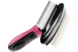 Schnüffelfreunde Brosse professionnelle pour poils 2 en 1 avec poignée flexible - peigne pour le pelage et brosse pour le sous-poil: brosse pour petits, moyens et grands chiens et chats double face pour l'entretien du pelage