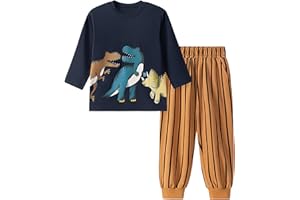 TCWWBB Toddler Boys Clothes Sets Dinosaur Digger Rocket Outfits Kids Long Sleeve Jumper Sweatshirt&Pants Jogger Clothing Set Baby 2 Pieces Crewneck Cotton Winter Outfit Set Age 1-7 Years Old