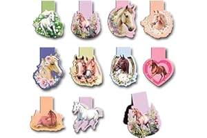 WROYGVY Magnetische lesezeichen kinder,10 pferd lesezeichen magnetisch Adventskalender Füllung,pferde mädchen geschenk,horsemarker Faltbarer Seitensclip Für Weihnachten Geschenk,Mädchen