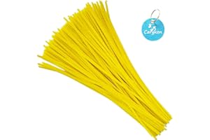 Carykon 100 PCS Fuzzy Chenille Stems Pipe Cleaners for Arts and Crafts (Yellow)