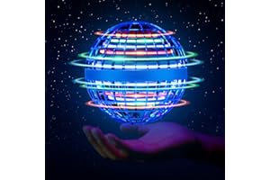 NICEQT Fliegender Ball, Hover Flying Ball Für Kinder Magic Spinner Boomerang Bunte LED Leuchten 360° Drehbare Indoor und Outdoor Flugzeug Spielzeug für Kinder Erwachsene