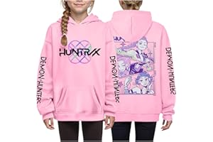 Générique Sweat à Capuche Kpop pour Filles, Mode animés Imprimé Demon Musique Hunters Sweat Manches Longues Pulls Y2K pour 4-14 Ans
