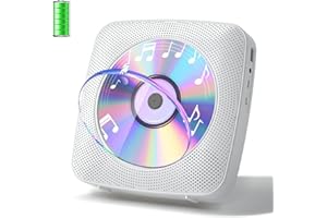 Gueray Lettore CD Portatile Bluetooth con 1800mAh Lettores CDs Desktop Ricaricabile per la Casa con Doppi Altoparlanti Telecomando FM Radio Timer USB AUX Porta Auricolare-Bianco