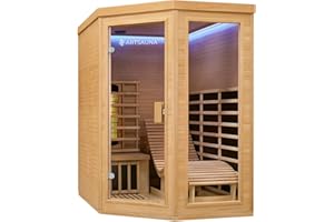 Artsauna Infrarotkabine Esbjerg - Triplex-Heizsystem Infrarotsauna - 2 Personen - LED-Farblicht, digitale Steuerung - Hemlock-Holz