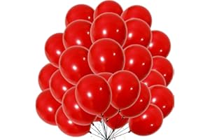 Tomario Red Party Balloons, 50pcs Red Latex Balloon, Round Helium Birthday Ballon, Colorful Balloons for Kids, Birthday Party, Wedding, Anniversary, Thick Balloon Garland Arch Supplies Decorations