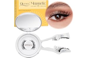 QUEWEL Ciglia magnetiche riutilizzabili, look naturale con applicatore, non necessita di colla, magnetico per ciglia, facile da indossare e rimuovere