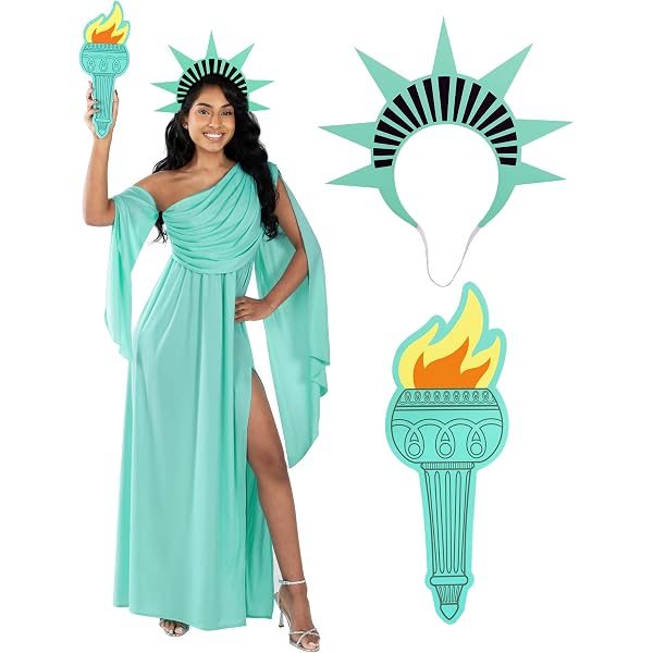 Sequin Dress Lady Gaga Fancy Dress Amazon FIESTAS GUIRCA Adult Statue Of  Liberty Fancy Dress Costume (10-12/M) Dress, Cape, Headband And Torch  American Costumes For Halloween, Carnival And Patriotic ...