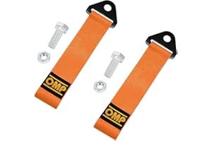 Exsbtay 2 Pezzi Cinghia di Traino Rosso, Gancio Traino in Tessuto, Corda per Rimorchio in Nylon, per Paraurti Anteriore e Posteriore, Fune di Traino Universale Racing (Arancia)