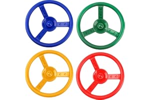 Haconba 4 Pack Steering Wheel Playset Plastic Swingset Steering Wheel with Mounting Tools for Kids Garden Backyard Playroom Treehouse Playground (Color Set 1)