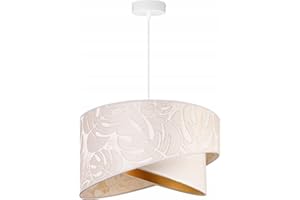 LIGHT HOME LH Light-Home Milano Lampadario a Sospensione - Lampadario Industriale per Soggiorno Camera da Letto e Cucina - Lampade a Sospensione in Metallo e con Paralume di Velluto - Crema Monserta - Bianco