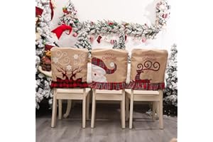 XNSHUN 3 Stück Weihnachten Stuhlhussen Esszimmerstuhl Stuhlbezug, Weihnachten Stuhlrückenbezüge Weihnachtsstuhlhussen Weihnachtsdeko, Weihnachtsstuhl Rückenabdeckung Für Esstisch Stühle Dekoration