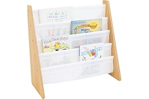 Humble Crew 4-poziomowy regał biblioteczka dla dzieci, regał na książki dla dzieci, półka na książki, naturalny/biały