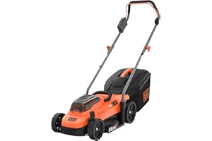 Black+Decker Tondeuse à gazon sans fil BCMW3336N (36 V, largeur de coupe de 33 cm, pour surfaces moyennes jusqu'à 250 m², 5 niveaux de réglage de la hauteur, panier collecteur de 35 l, livrée sans