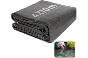CAKKVDE 4m x 10m Heavy Duty Weed Membrane - Woven Weed Barrier Fabric for Landscaping, Driveways, Gravel Paths & Artificial Grass Underlay (Black, Durable Ground Cover)