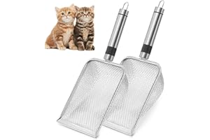 YushengTai 2 STK Gartensieb Erde, Katzenstreuschaufel, Katzenschaufel Edelstahl, Siebschaufel, Kompostsieb, Kompostsieb mit Griff Gartensieb, für Sand Steine Katzenklo Reiniger Scooper 2mm