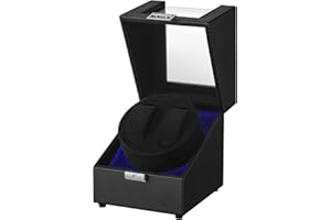 SONGMICS Boîte Remontoir Automatique, Silencieux, avec Éclairage LED, Coussin Réglable, Serrure, 4 Modes de Remontage, Câble USB-C