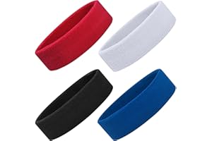 ONUPGO Schweißbänder Set, Sport-Stirnband für Männer Frauen, 4 Pcs Baumwolle Schweiß Stirnbänder, Frottee-Stirnbänder für Tennis, Gymnastik, Working Out